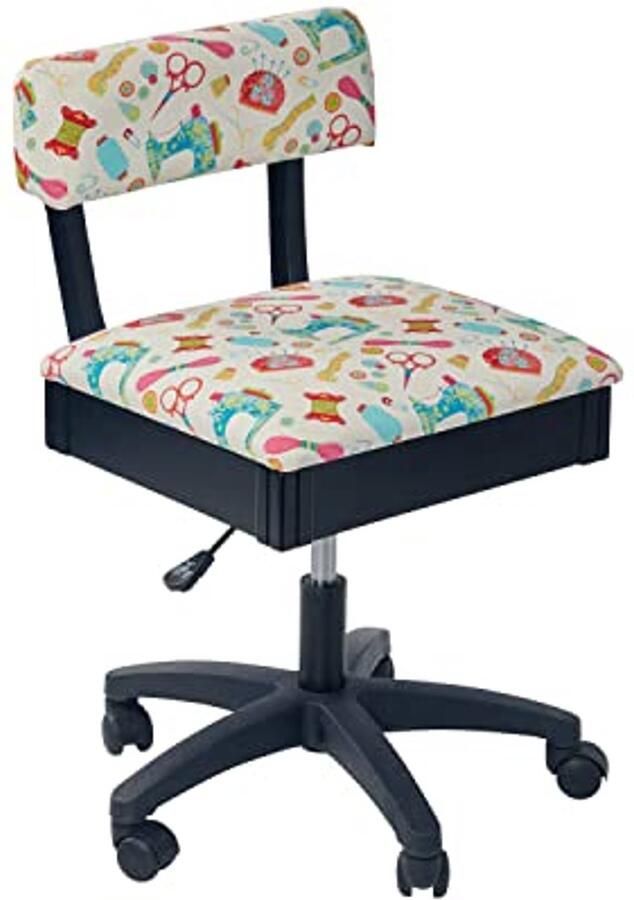 Hydraulische Naaistoel met Lumbale Ondersteuning in Wit Perfect voor Naaikamers