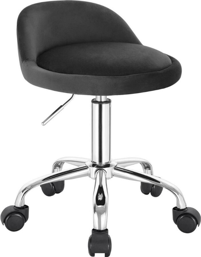 Hydraulische Zadel Kruk Velvet Donker Grijs Zadelkruk op wielen Ergonomisch In hoogte verstelbaar Kapper Schoonheidssalon Tattoo Kantoor
