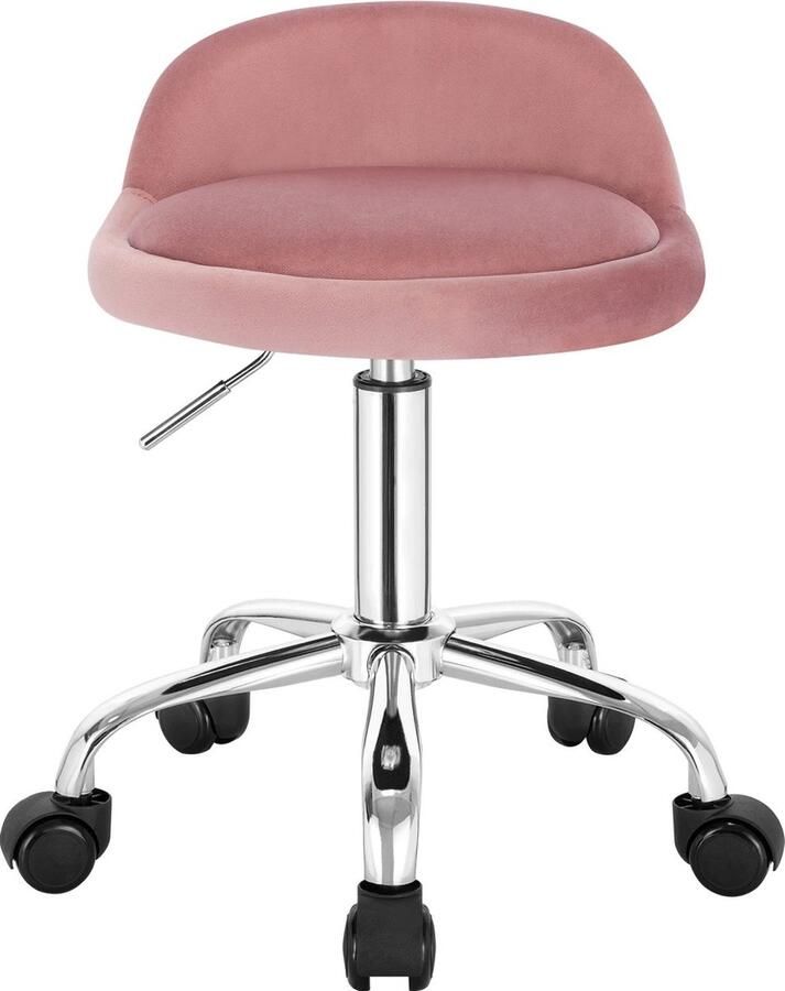 Hydraulische Zadel Kruk Velvet Roze Zadelkruk op wielen Ergonomisch In hoogte verstelbaar Kapper Schoonheidssalon Tattoo Kantoor