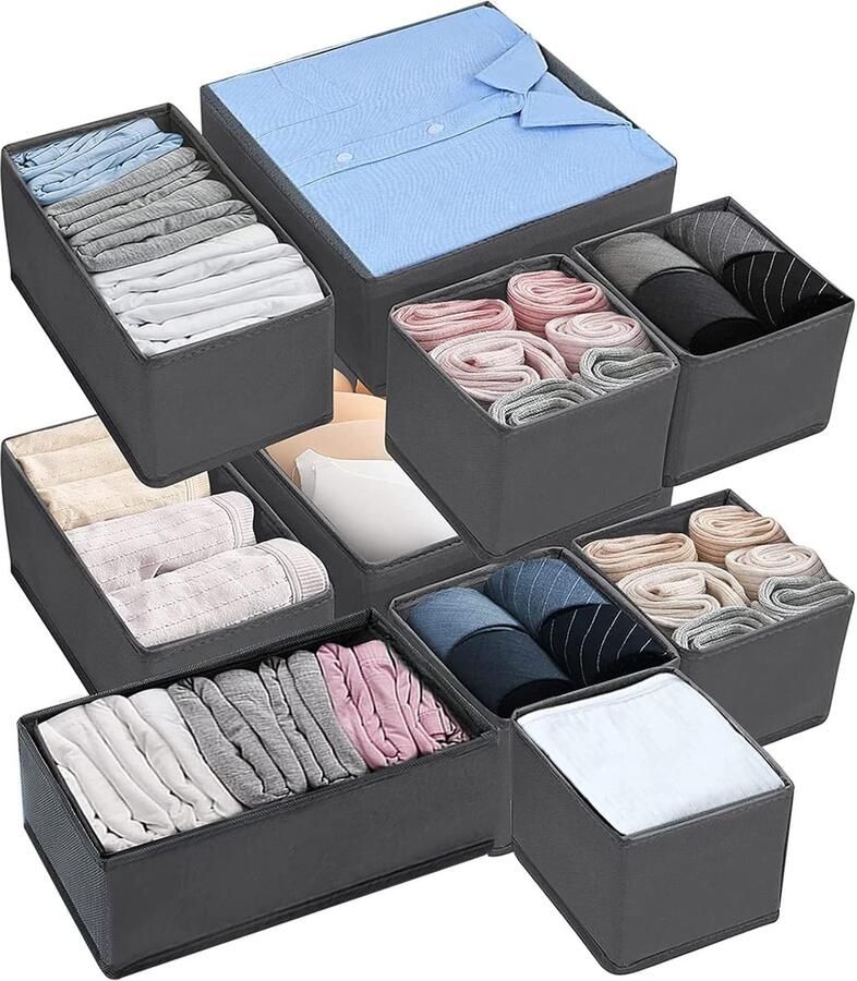 10 stuks non-woven opbergdozen lade-organizer opvouwbare lade-organizer open kastorganizer voor beha's sokken ondergoed boeken
