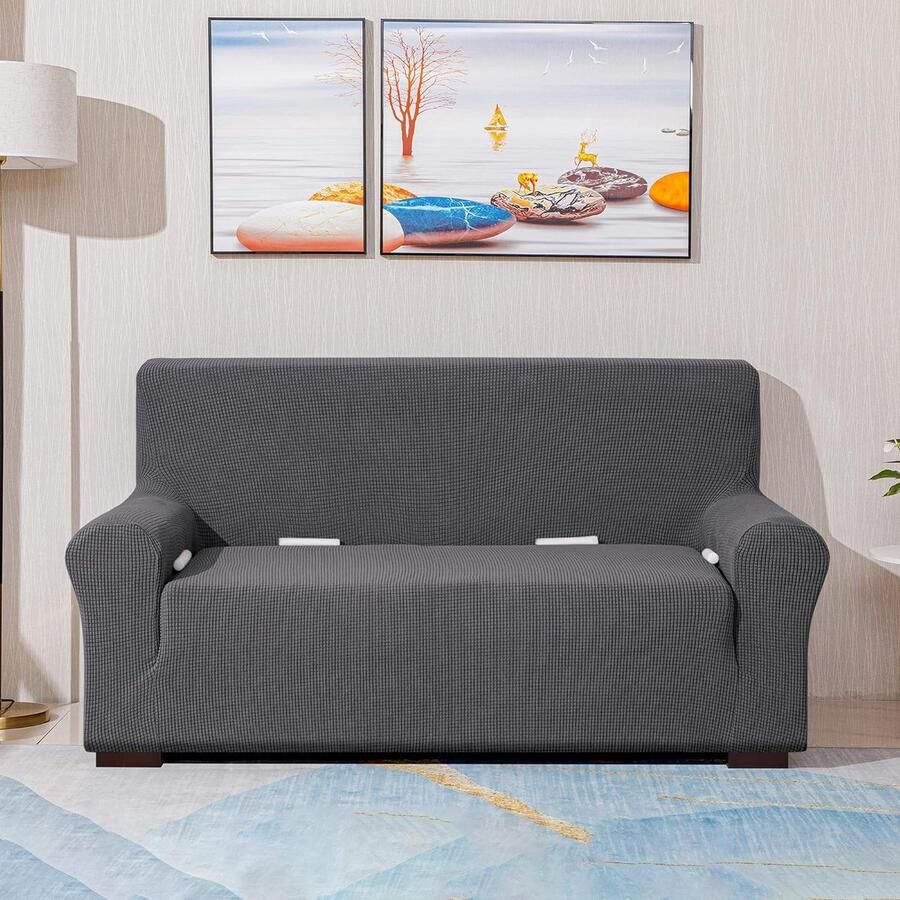 Stretch Sofa hoes Sofahoezen Jacquard Sofahoezen voor bank fauteuil 2-zits (Donkergrijs 145-185 cm)