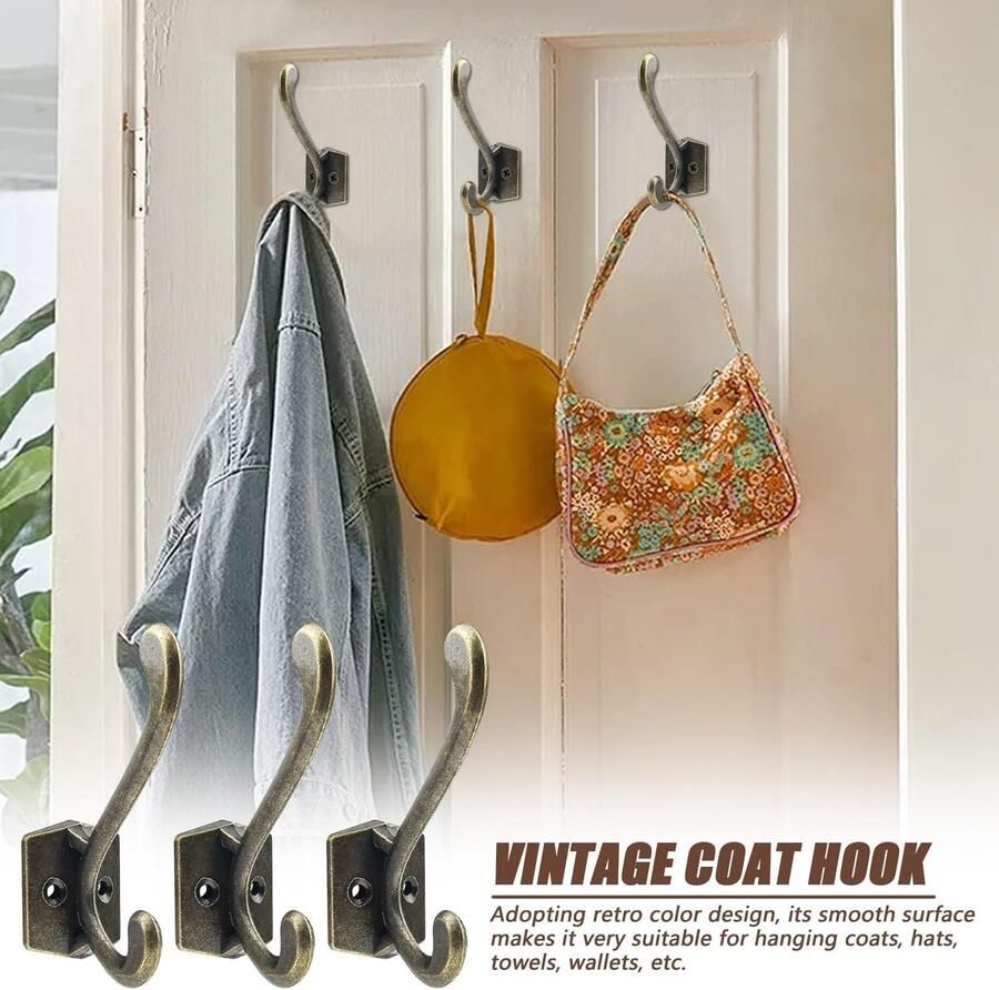 8 stuks vintage kledinghaken voor aan de muur zinklegering garderobehaken vintage brons mantelhaken voor keuken badkamer met chrobben schroevendraaier