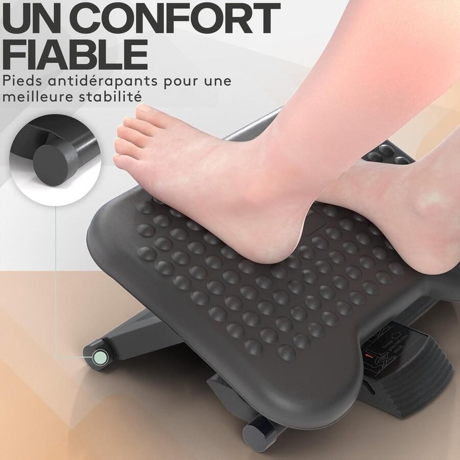 Voetensteun Antislip voetensteun 3 verstelbare hoogtes -30 tot +30 graden kanteling Ergonomische voetensteun Voetensteunbank Grijs