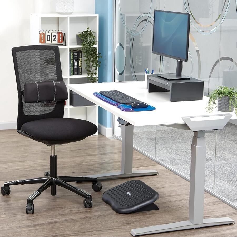 Ergonomische voetensteun voor kantoor verstelbaar antislip met massage-effect zwart