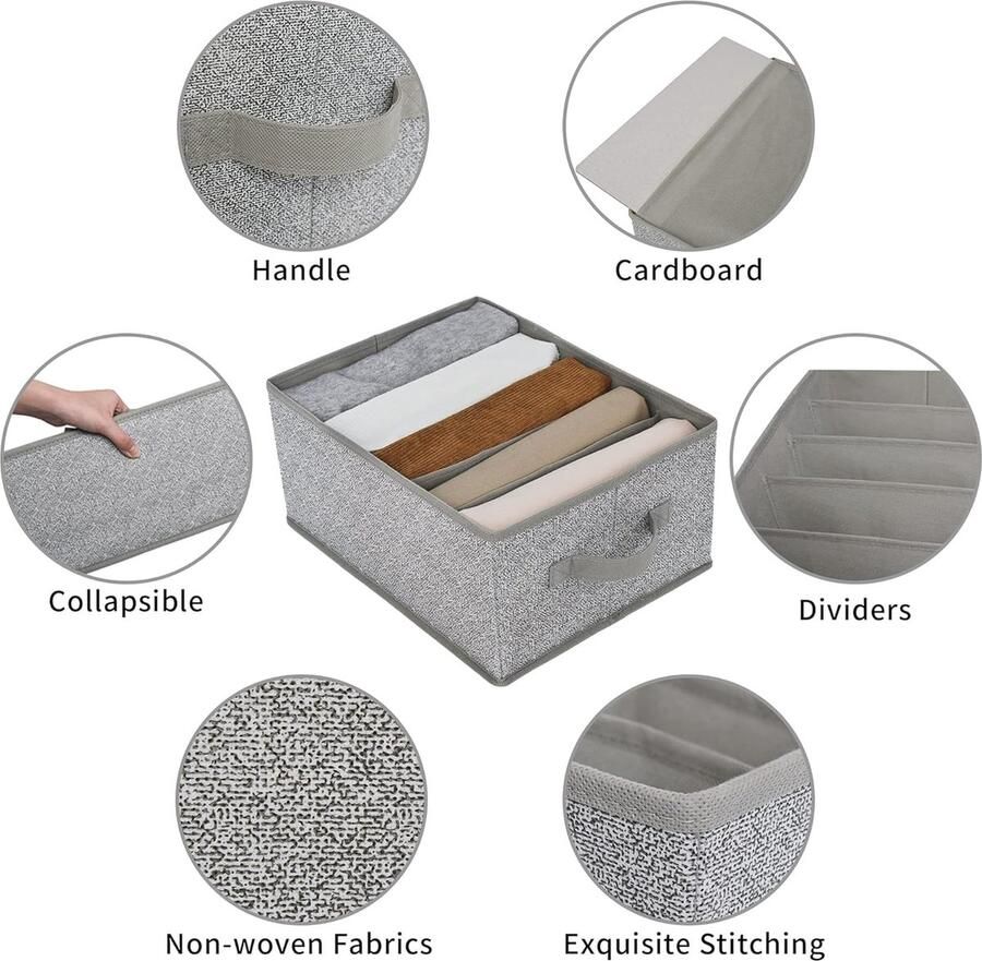 Lade-organizers Set van 2 Kledingkastorganisatoren voor Kleding Opvouwbare Kledingorganizers voor Garderobe Kastorganisatoren voor Broeken Sweaterbroeken Kledingkast Organizer Grijs