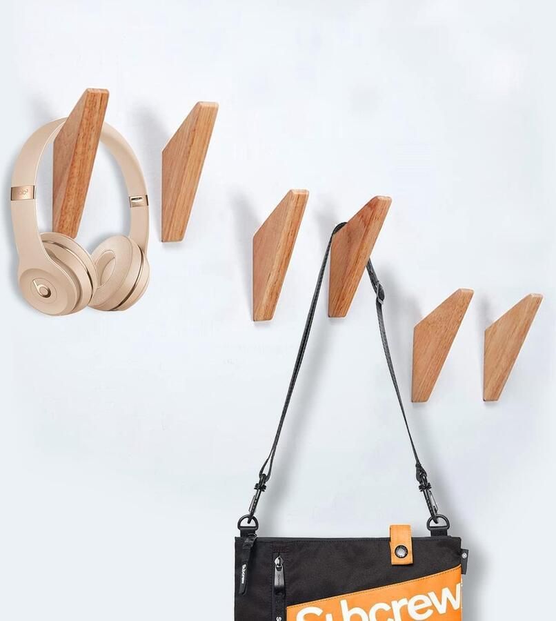 6 stuks kledinghaken driehoek metalen garderobehaken aluminiumlegering wandhaken voor het ophangen van gewaden hoeden ideaal voor slaapkamer badkamer hoedhaken met schroevenbruin