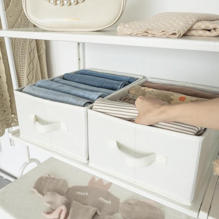 Kast Organizers Set van 6 Kledingkastorganisatoren voor Kleding Opvouwbare Kledingorganizers voor Garderobe Kastorganisatoren voor Truien Broeken Opbergen en Organiseren Wit