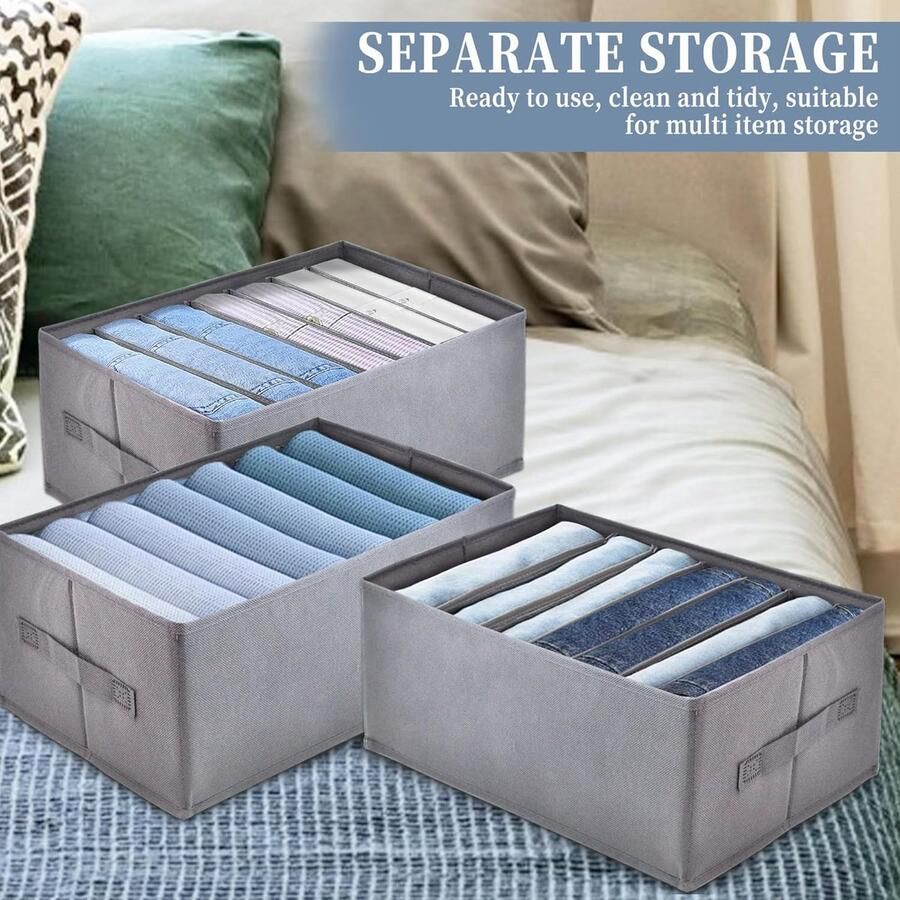 Lade Organizer Divider Set van 4 Stoffen Opvouwbare Dressoir Roosters Kledingkast Opbergen Slaapkamerkast Opbergdozen voor het Opbergen van Sokken Ondergoed Stropdassen Sjaals Grijs - Foto 4