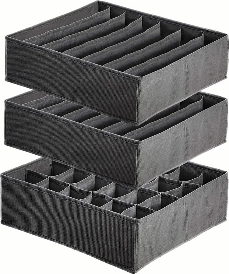 2 stuks 7 cellen opvouwbare lade-organizer voor ondergoed + 1 stuks 24 cellen opbergdozen voor sokken lade-organizer voor het opbergen ladeverdeler thuis kledingkast