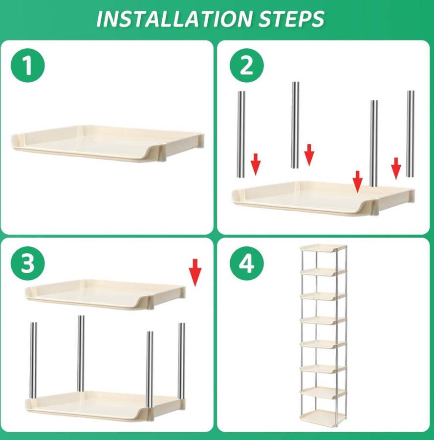 I Schoenenrek met 8 niveaus doe-het-zelf schoenenrek smal schoenenrek schoenenkast schoenenopslag transparant ruimtebesparend stapelbaar schoenenstandaard voor entree woonkamer