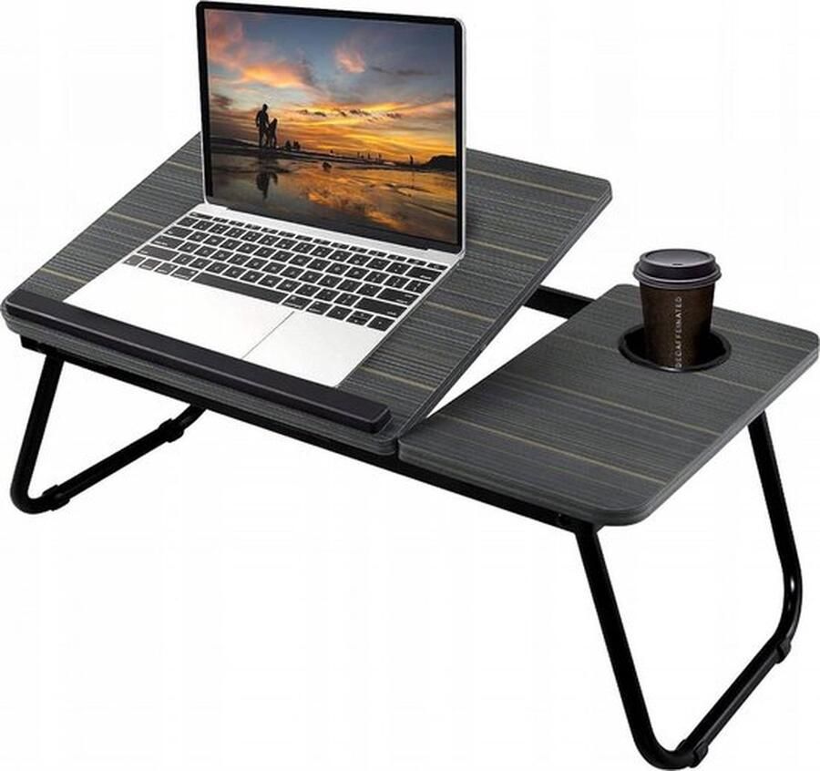IBBO Laptoptafel Bedtafel Banktafel Laptoptafel verstelbaar Laptoptafeltje hout Laptopstandaard Inklapbaar Ontbijt op bed Zwart