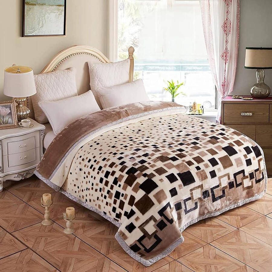 IBBO Shop Luxe Korean Mink Blanket Dikke Bed Deken Plaid deken Afmeting 200x230cm Zacht en warme Fleece deken 2 Ply Reversible Raschel Bed Blanket for Autumn Winter Ademend N Wasbaar
