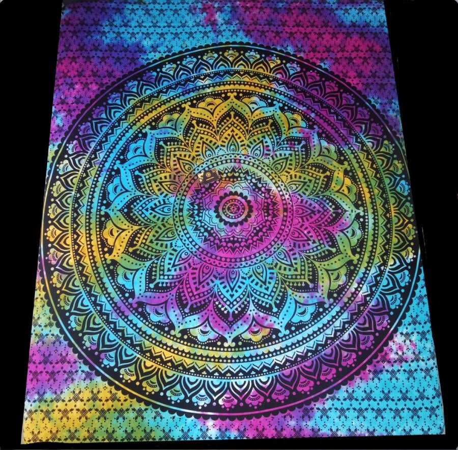 Ibiza & Hamam doek Strandlaken – Bed & Bank sprei – Schaduwdoek Muur decoratie Tafel laken -Picknickkleedbankkleed Mandala Multicolor 240 x 210 cm – Katoen XXL Laken Doek