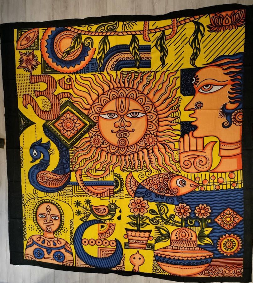 Ibiza laken Hamam doek Strandlaken bed overtrek schaduwdoek muur decoratie picknickkleed tafel kleed bankkleed 240 x 210 cm katoen XXL laken XXL Doek Zon & Gezicht