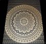 Ibiza laken Hamam doek Strandlaken bed overtrek schaduwdoek muur decoratie picknickkleed tafel kleed bankkleed 240 x 210 cm katoen XXL laken XXL Doek Mandala Zwart Goud - Thumbnail 1