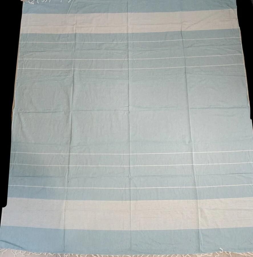 IbizaVibes doek laken Strandlaken bedovertrek schaduwdoek muur decoratie tafellaken picknickkleed tafel kleed bankkleed mandala blauw strepen 240 x 210 cm hydrofiel katoen wasbaar in machine XXL laken XXL Doek