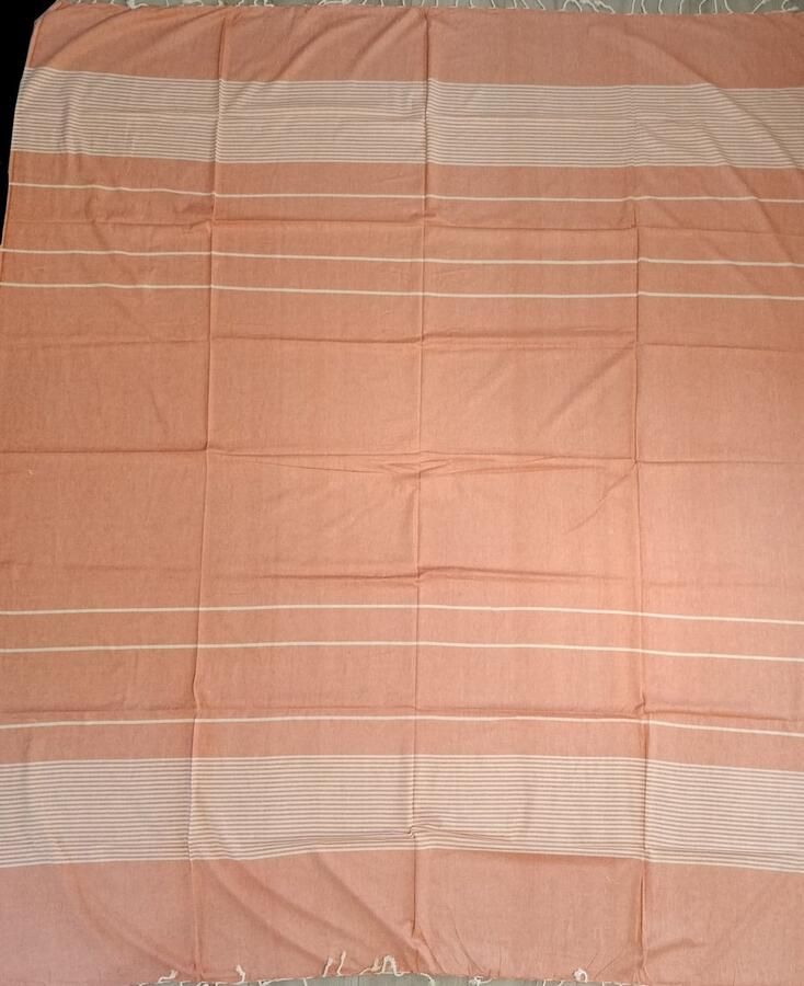 Ibiza Hamam doek Strandlaken – Bed & Bank sprei – Schaduwdoek Muur decoratie Tafel laken Picknickkleed 240 x 210 cm – Katoen XXL Laken Doek Effen Donker Oranje met franjes - Foto 2