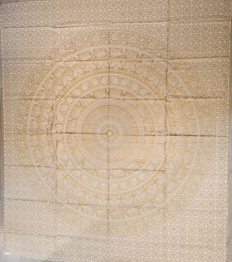 IbizaVibes doek laken Strandlaken bedovertrek schaduwdoek muur decoratie tafellaken picknickkleed tafel kleed bankkleed mandala olifant wit goud 240 x 210 cm hydrofiel katoen wasbaar in machine XXL laken XXL Doek - Foto 2