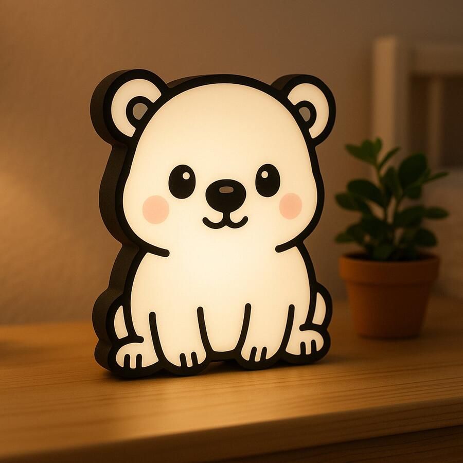 IJsbeer Nachtlampje – Cute Cartoon Lightbox met USB – 3D Dierenlampje voor Kinderkamer & Baby – Schattig Kawaii Cadeau Idee Leeslampje Kinderen Cadeau Jongen Meisje of Baby Muur Decoratie Kunst Kinderkamer Babykamer Origineel