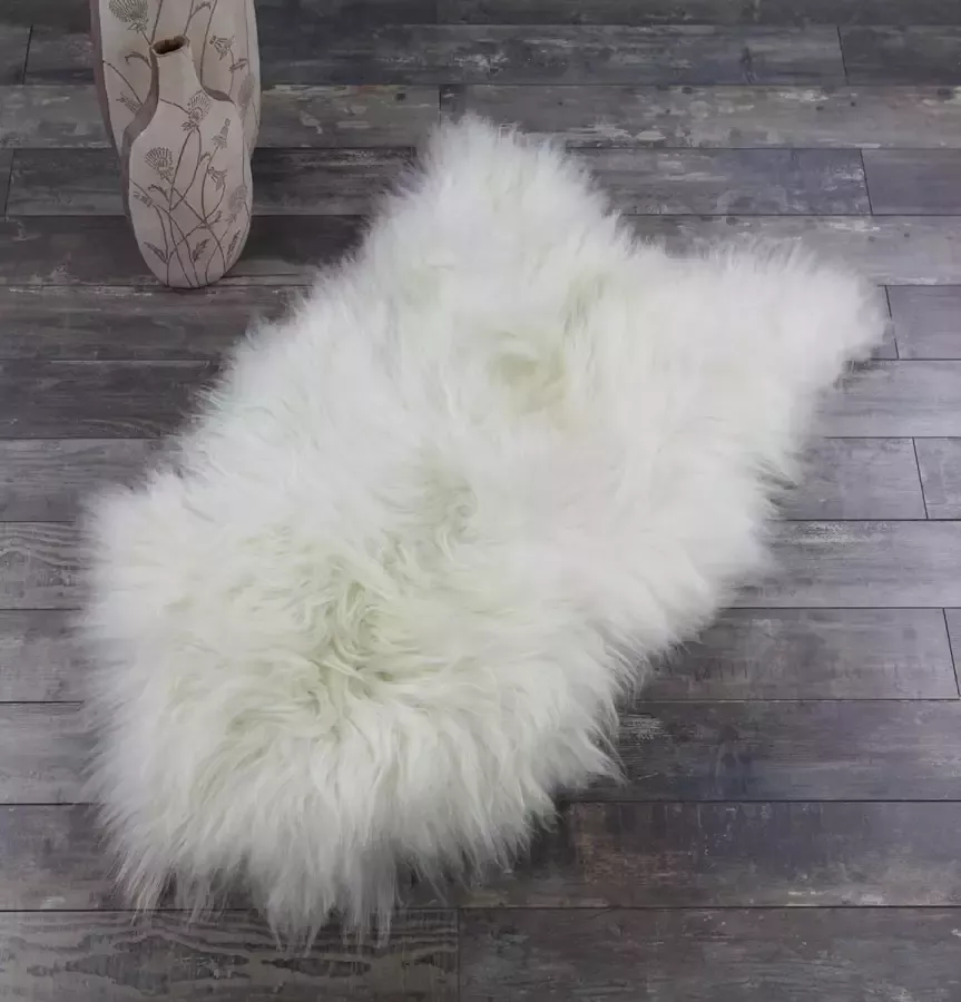 IJslandse Schapenvachtje 100% ECHT Lamsvacht Ivoor Wit Vloerkleed 110 x 65 cm Zeer Lang Zacht Haar