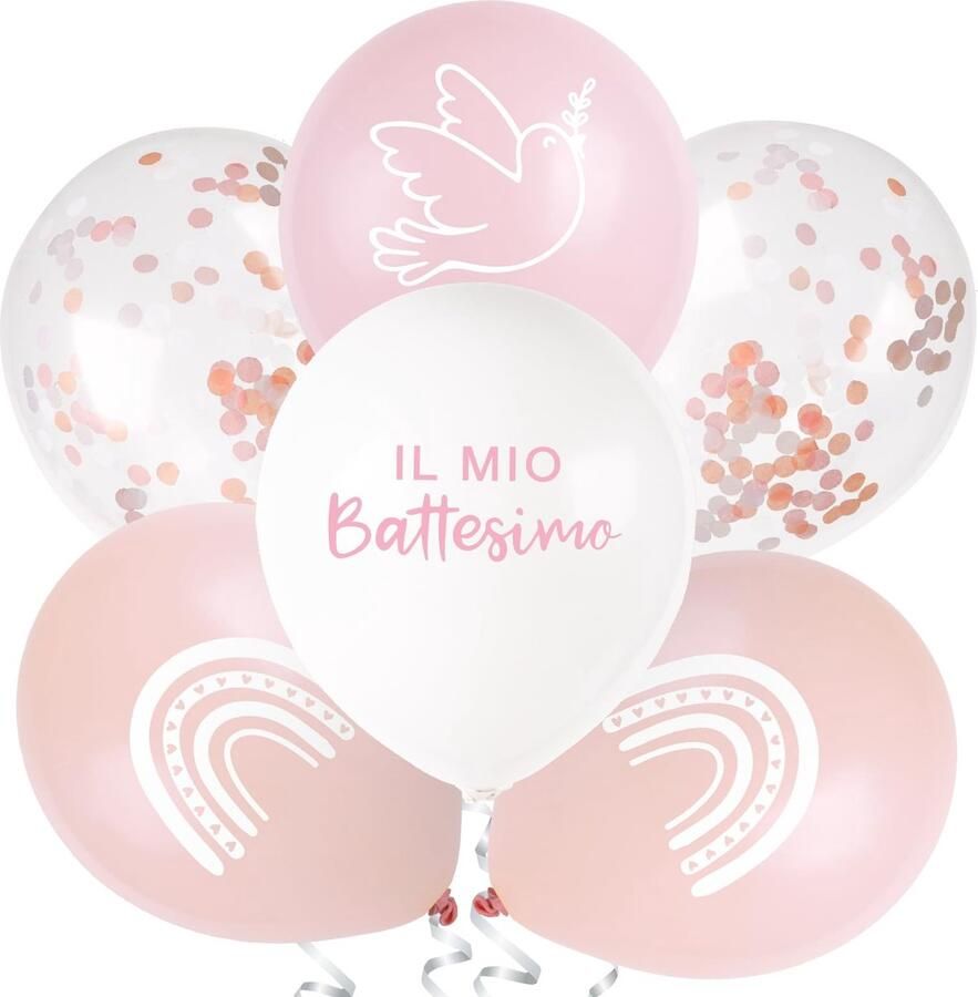 Il Mio Battesimo 24 Pieces Baby Shower Balloons with 4 Styles Hanging Decoration for Baby Shower Party