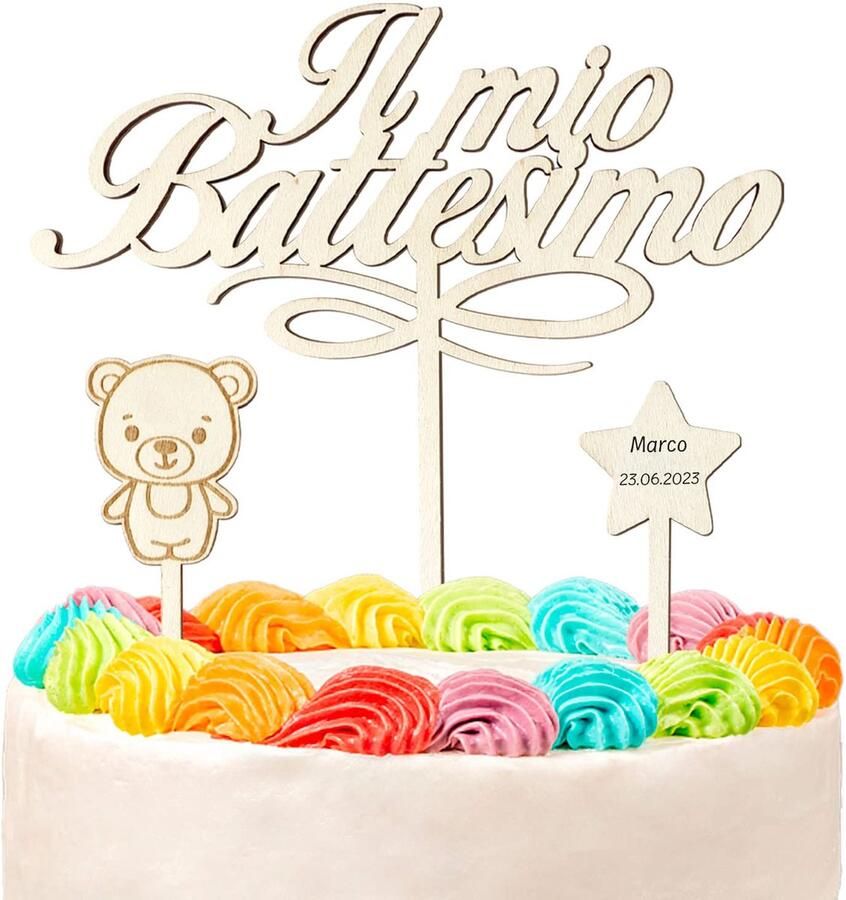 Il mio Battesimo Cake Decoration Italian Christening Cake Decoration Wood for Christening Decoration etc