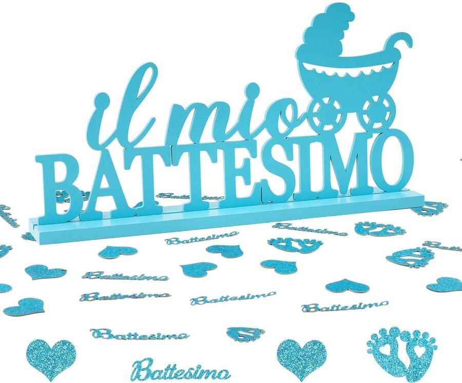 Il Mio Battesimo Table Decoration Wooden Table Ornament (Blue)