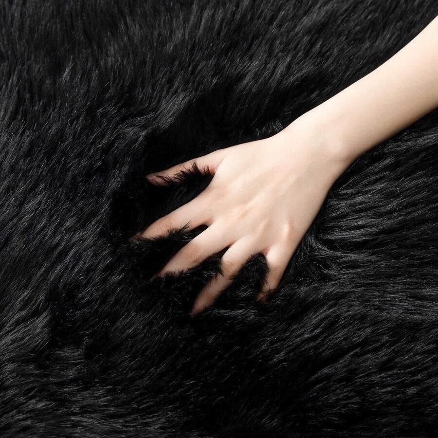 Imitatie-lamsvacht schapenvacht kunstbont decoratieve vacht in superzachte imitatie lamsvacht tapijt langharige vacht imitatiewollen vloerkleed slaapkamer bank kleed 50 x 80 cm - Foto 4