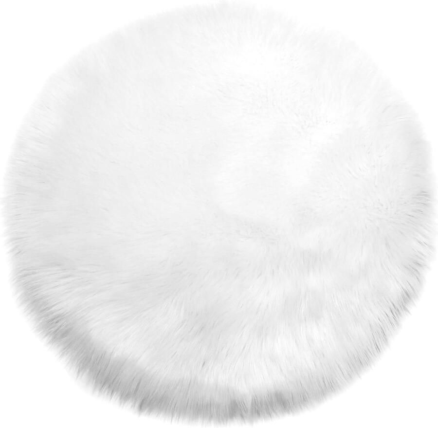 Imitatie Schapenvacht Tapijt Witte Kunstbont Decoratie 60 cm Rond Wasbaar