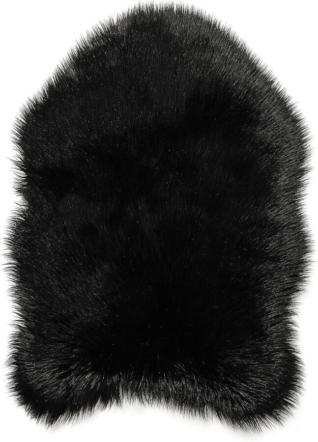 Imitatieschapenvacht Tapijt Kunstbont Decoratie 1 stuk Zwart 55 x 80 cm