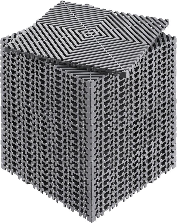 In elkaar grijpende drainagematten – 30 5 x 30 5 cm set van 24 modulaire antislipmatten grijze PP-drainagevloer- en douchetegels