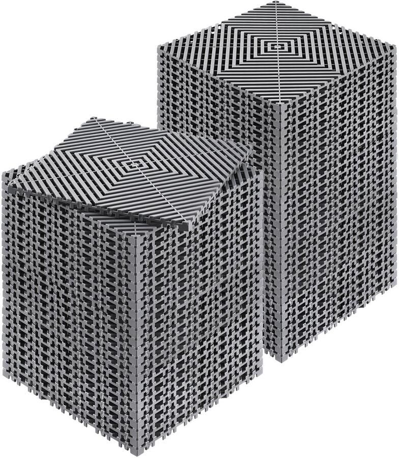 In elkaar grijpende drainagematten – 30 5 x 30 5 cm set van 55 modulaire antislip PP-vloertegels grijze drainagematten voor keuken en buitengebruik