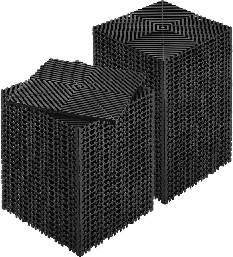 In elkaar grijpende drainagematten – 30 5 x 30 5 cm set van 55 modulaire antislipmatten zwarte PP-drainagevloer- en douchetegels