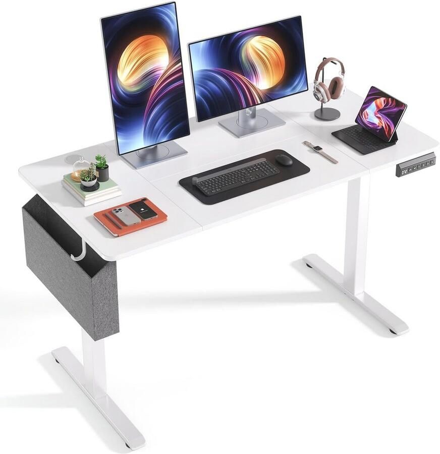 In Hoogte Verstelbaar Bureau 120x60 cm Elektrisch Bureau met Geheugenfuncties en Kabelmanagement voor Gezond Werken