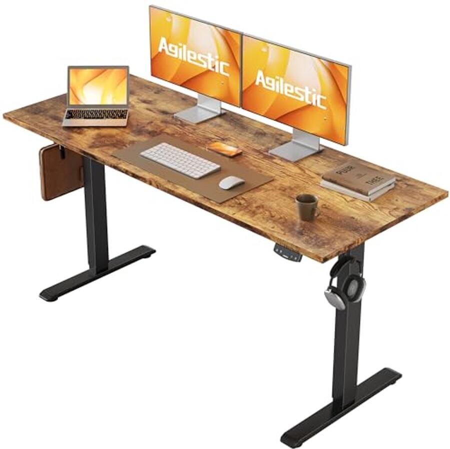 In hoogte verstelbaar bureau 140 x 60 cm met elektrische bediening