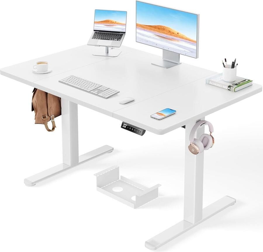 In hoogte verstelbaar bureau elektrisch 1 stuk 120 x 80 cm metaal