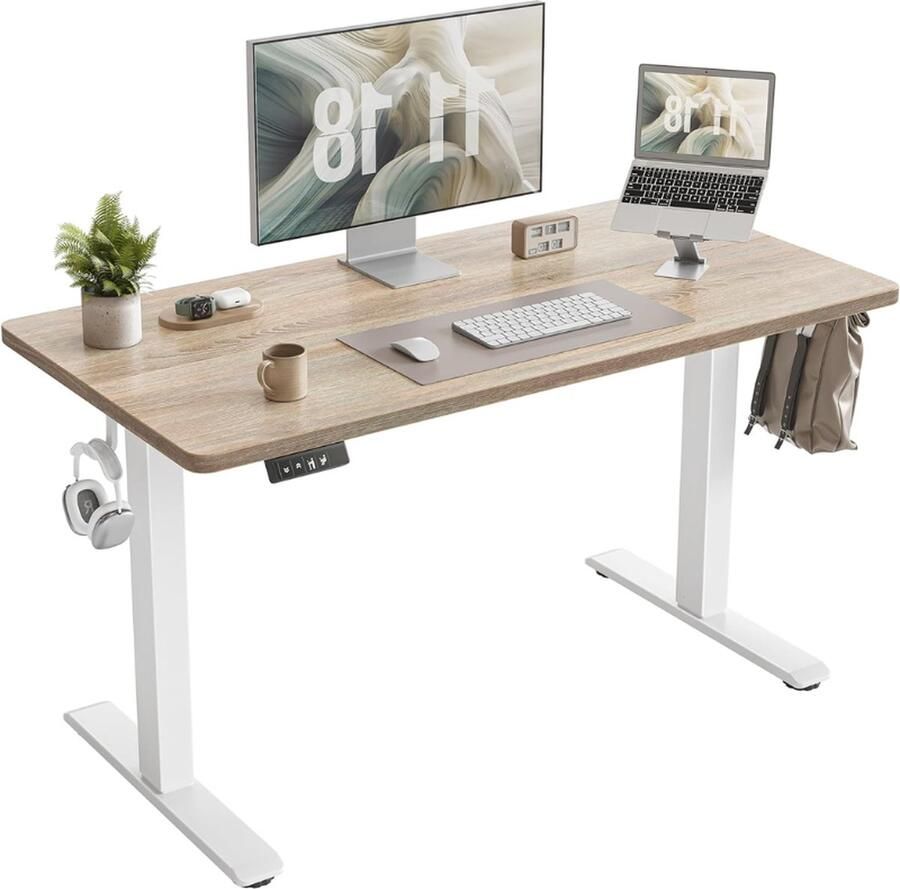 In Hoogte Verstelbaar Bureau Elektrisch 100x60 cm Sta Tafel Bureau Dik Gesplitste Plaat Slim Bedieningspaneel 3 Geheugenhoogten Antibotsingssysteem Zit Sta Bureau Voor Thuis Kantoor