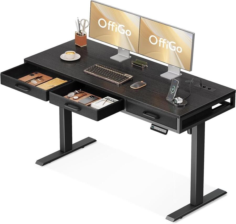 In Hoogte Verstelbaar Bureau met Laden en Elektrische Stopcontacten Ergonomisch en Duurzaam 120 cm