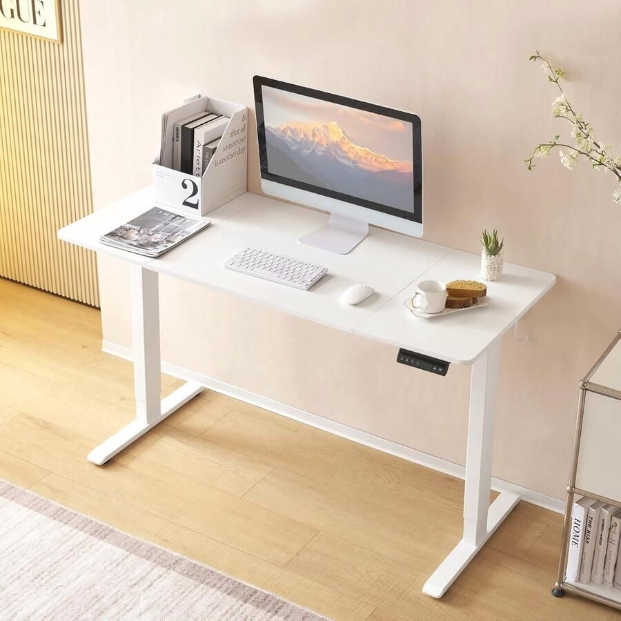 In hoogte verstelbaar elektrisch bureau 140x60 cm met geheugenfunctie en kabelbeheer