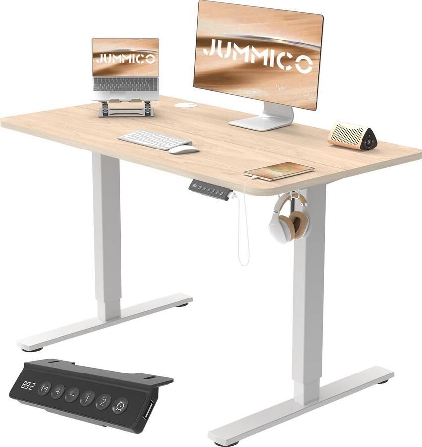 In hoogte verstelbaar elektrisch bureau Ergonomische sta-zittafel 100 x 60 cm beige