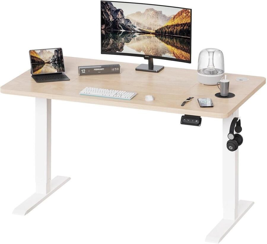In hoogte verstelbaar elektrisch bureau met geheugenfunctie 120 x 60 cm Beige