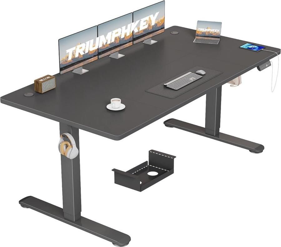 In Hoogte Verstelbaar Elektrisch Bureau met USB Oplaadpoort en Geheugencontrollers 160 x 80 cm