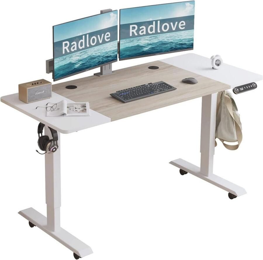 In hoogte verstelbaar elektrisch staand bureau 140 x 60 cm met geheugeninstellingen