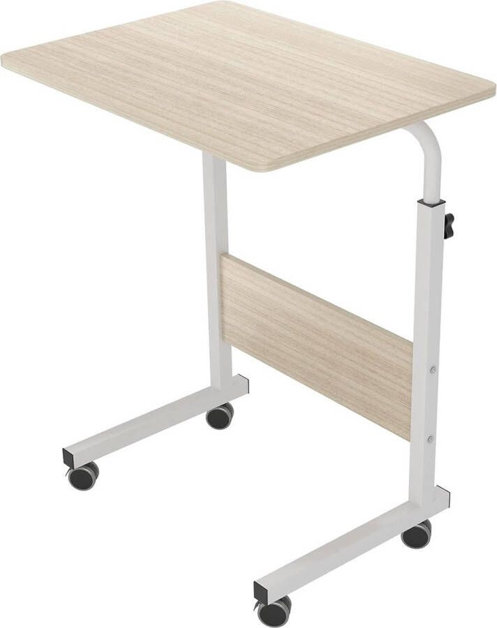 In hoogte verstelbaar laptopbord laptopstandaard computerbord met wieltjes verrijdbare bijzettafel verzorgingsbord voor bed en bank 60 x 40 x 71-90 cm met esdoorn 05#1-60 MP-BH