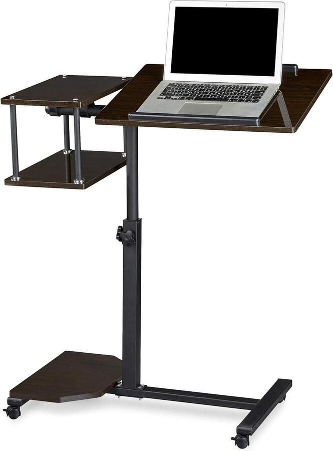 In hoogte verstelbaar Notebook Stand Sofa Tafel Laptop Bureau met Wielen Zwart Relaxdays 100x77x40cm
