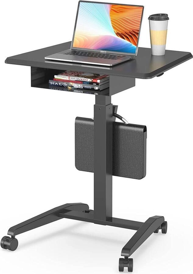 In hoogte verstelbaar rollend laptopbureau mobiel staand bureau met plank en ergonomisch ontwerp voor thuiskantoor en school