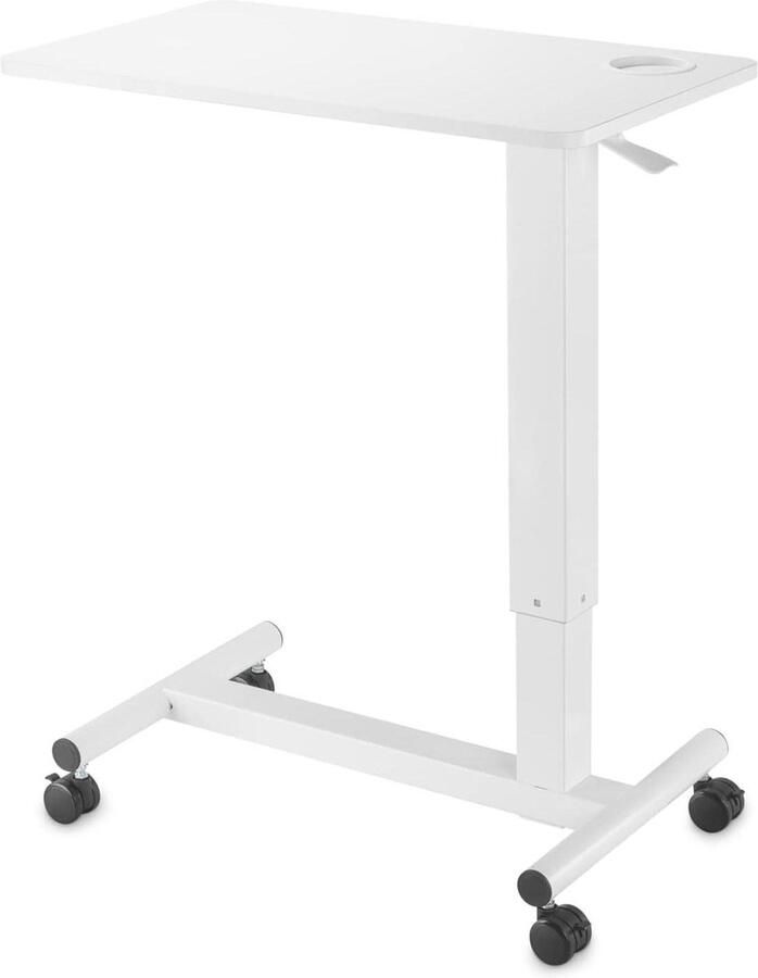 In hoogte verstelbare bijzettafel met gasdrukveer geïntegreerde bekerhouder laptoptafel 71-106 cm wit