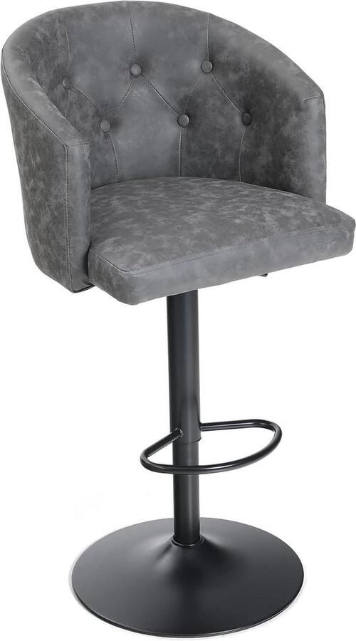 In hoogte verstelbare draaibare barkruk barstoel met rugleuning 1 stuk grijs PU-leder