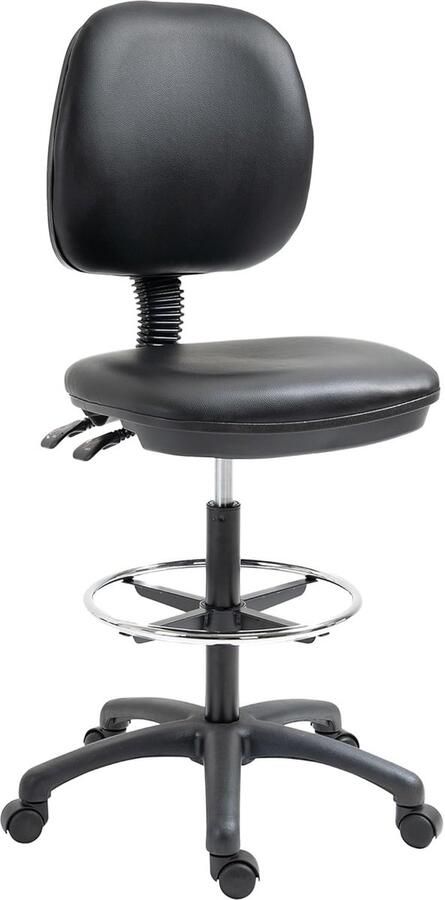 In hoogte verstelbare draaibare kruk van 69-91 cm rugleuning kantelbaar en verstelbare voetensteun