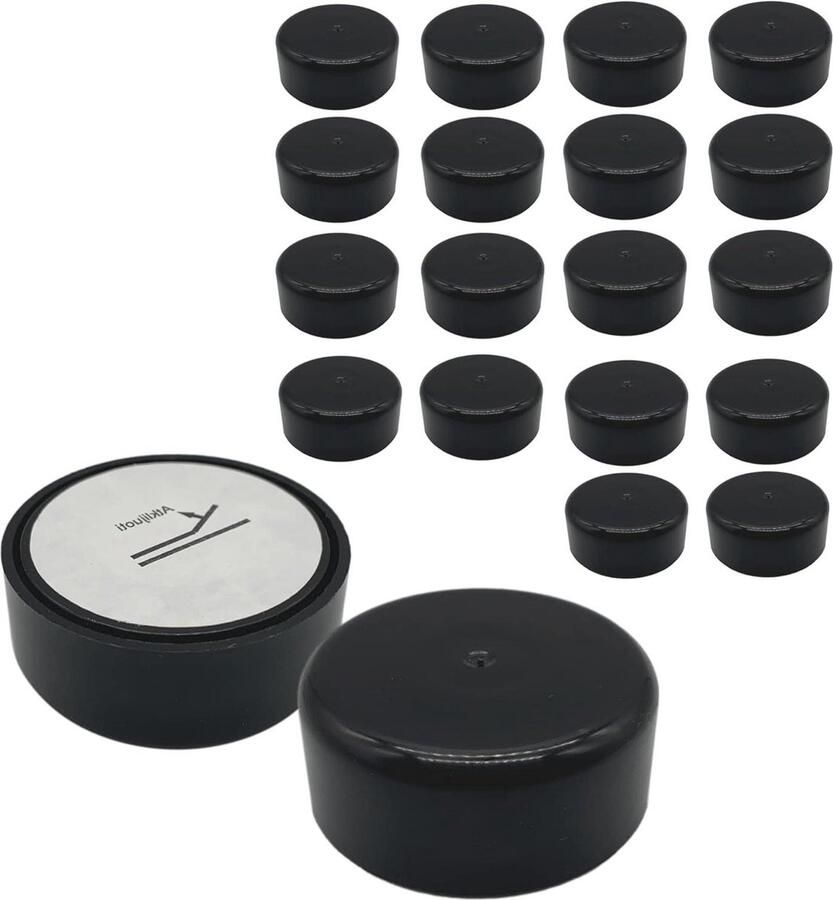 In hoogte verstelbare kunststof meubelpoten Ø 55 mm zelfklevend 20 stuks glanzend zwart